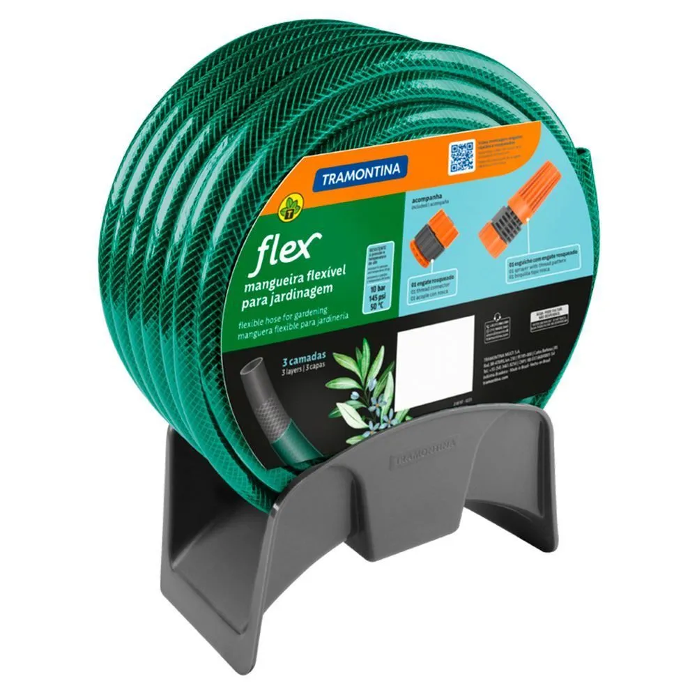 Mangueira Tramontina 15m com Suporte Flex PVC 3 Camadas Verde