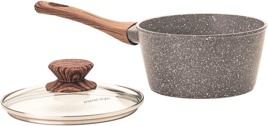 Mimo Style Panela Cook 16cm/1,3L - Estrutura em Alumínio, Revestimento Cerâmico. Alças e Cabos Soft-Touch. Fogão a Gás, Elétrico, Vitrocerâmico (Grafito - Cinza)