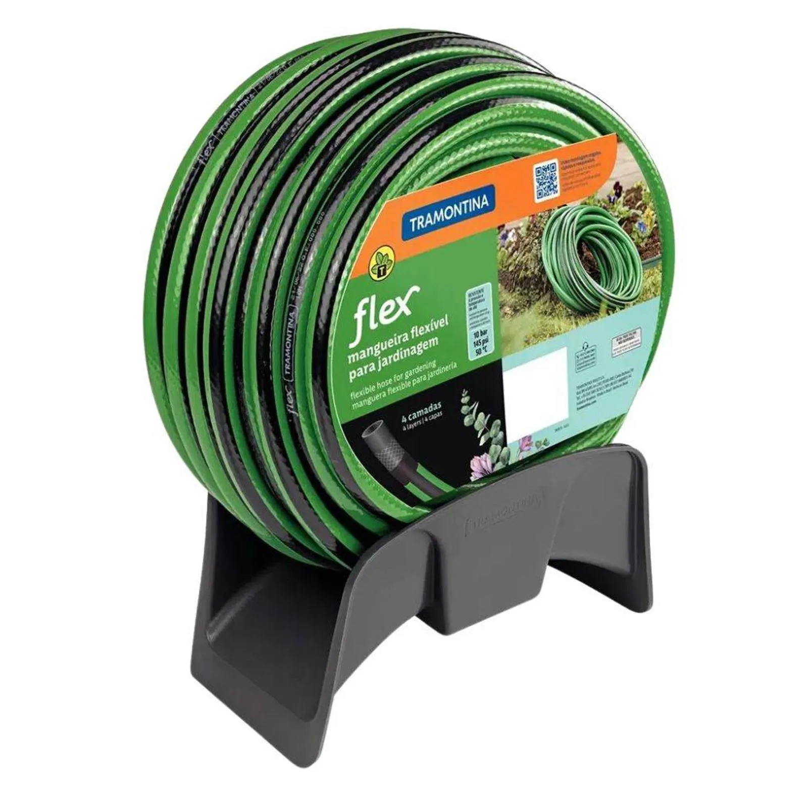 Mangueira Tramontina 20m com Suporte Flex PVC 3 Camadas Verde