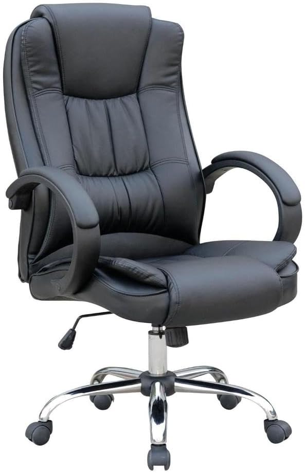 Cadeira de Escritorio Presidente FOX Office 300 Suporta 120kg Couro sintético Preta